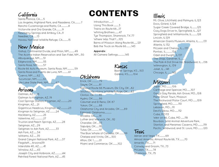 Get Your Pics on Route 66 by Schiffer Publishing, Ltd. is a detailed U.S. map highlighting must-see photo spots and essential Route 66 stops for every photographer planning an iconic road trip.