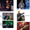 A collage of six photos, featured in "Street Corner Talking, The Autobiography of Kim Simmonds" by Schiffer Publishing, Ltd., shows British blues-rock guitarist Kim Simmonds playing electric guitars on stage and in the studio.
