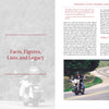 A book spread from "Gilroy Indians" by Schiffer Publishing, Ltd. shows CHAPTER 6 in bold red on the left with a faded Indian Motorcycle rider; the right page has chapter text and a photo of two riders on a rural winding road.