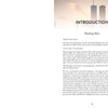 An open book titled "We Are All Americans" by Schiffer Publishing, Ltd. displays an intro page called Breaking News, with a faint Twin Towers image above. The text recounts Peter Laufer’s September 11, 2001 experiences and initial reactions.