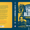 Book cover for The Story of the Blues in 50 Songs by Schiffer Publishing, Ltd., with illustrated blues legends around a vintage mic on a blue background, and yellow and white text highlighting blues history.
