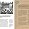 A magazine spread showcases a vibrant illustrated poster of Bessie Smith and her flower-covered grave, with text on her life and blues legacy, from The Story of the Blues in 50 Songs by Schiffer Publishing, Ltd.