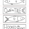 Black and white illustration with fish and playful text from Under the Sea Besties by Schiffer Publishing, Ltd., arranged in four panels—perfect for ocean-themed coloring books or papercraft projects.