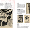 A two-page spread from *Punk and New Wave Record Ads* by Schiffer Publishing, Ltd., showcases vintage album covers, posters, and flyers with text columns highlighting bands and releases in this visual music history.