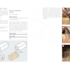 A two-page instructional spread in *Traditional Japanese Woodworking* by Schiffer Publishing, Ltd. features diagrams, assembly instructions, and step-by-step photos demonstrating Koshi-kake Ari Tsugi joinery techniques.
