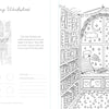 Discover a charming coloring worksheet inspired by A Day in Cozy Town Coloring Book from Schiffer Publishing, Ltd. Featuring two enchanting illustrations of a magical, cozy room filled with shelves, books, snacks, and stars, this worksheet also includes circles to color and spaces for writing your name and nickname—ideal for fans of whimsical illustrated coloring books such as those by Emily Cromwell.