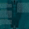Pages 20 and 21 of the Oracle of the Mythical Ocean deck, featuring Mythical, Animal, and Material cards framed by ornate teal borders.