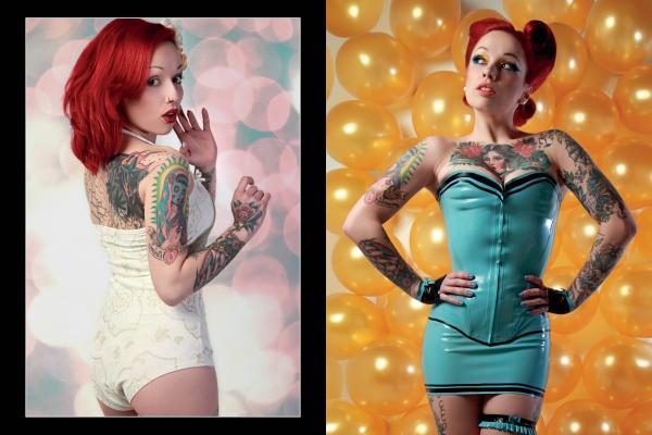 Queens of Hearts by Schiffer Publishing, Ltd. features a collage of a tattooed woman inspired by vintage photography.