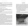 A spread from "Ghost Hunting in Michigan" by Schiffer Publishing, Ltd. shows Adam and Andy discussing ghost sightings, and a section titled SLAVES with a photo of a snowy stone cellar—one of Michigan’s many haunted sites.