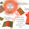 Create a homemade notebook with Schiffer Publishing, Ltd.’s Cardboard using this illustrated five-step guide featuring cutouts, assembly, and flower decoration—ideal for improving kids’ fine motor skills with clear instructions.