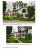 Two images of a white Spanish-style home in Rancho Santa Fe, designed by Lilian J. Rice, highlight Mediterranean architecture—red tile roof, green trim, arched windows, and balconies amid lush landscaping. Schiffer Publishing, Ltd. credits frame each photo.