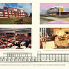 A collage from "Catskill Resorts: Lost Architecture of Paradise" by Schiffer Publishing, Ltd. features a hotel, pool and club drawing, dining room, themed bar, and guest wing plans, showcasing classic Borscht Belt architecture at the Laurels in the Catskills.