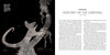 A photo of an intricate ice sculpture of a lizard and dragon, beside a page from "Contemporary Ice Sculpture" by Schiffer Publishing, Ltd., featuring background text on the art's history.