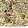 Map of central Berlin, 1945, highlights streets and landmarks with numbered markers for Blue Division sites—Spaniards in the city’s defense—featured in Schiffer Publishing, Ltd.’s "The Spanish in the SS and Wehrmacht, 1944-1945.