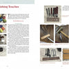 Two pages from "Quilted Leather" by Schiffer Publishing, Ltd. feature photos of thread spools, needles, awls, and hammers alongside step-by-step guides on leather stitches and sewing machine techniques for beautiful leatherwork.