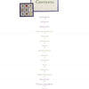 A contents page for the Mary's Garden Quilt by Schiffer Publishing, Ltd. features a purple-bordered label, a floral quilt image, and an elegant list of section titles—ideal for any Mary’s Garden quilting enthusiast.