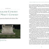 A photograph of a white Heiser monument stands amid gravestones and trees on green grass behind a black fence, evoking the haunted history featured in Cincinnati Cemeteries by Schiffer Publishing, Ltd. Text fills the remaining page.