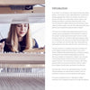 On the left page, an image shows a woman weaving at a loom through threads—reflecting sustainable practices. On the right is the heading Introduction, with text. Product: Weaving by Schiffer Publishing, Ltd.