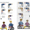A personalized PixlPeople cross-stitch pattern by Schiffer Publishing, Ltd. features charmingly detailed people in wheelchairs.