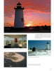 Massachusetts Lighthouses" by Schiffer Publishing, Ltd. showcases collages of a sunset-lit lighthouse, lantern room views over a harbor, a snowy beacon, and aerial shots by sandy shores with boats, capturing rich maritime history.