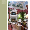 Experience luxurious living room inspiration with Showhouses 2 by Schiffer Publishing, Ltd.—discover red patterned walls, a white fireplace, elegant furnishings, leafy plants, and vaulted ceilings painted with tropical artistry by top designers.