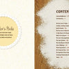 A cookbook spread from "Meet Me in My Cape Cod Kitchen" by Schiffer Publishing, Ltd. features a Bakers Haiku and table of contents amid flour and a rolling pin—perfect inspiration for seaside recipes.