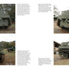 Four photos from "M24 Chaffee, Vol. 2" by Schiffer Publishing, Ltd. show the green, vintage M24 Chaffee light tank with white stars outdoors; the spread’s center features text. This historic tank served in the Korean War.