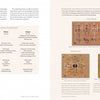 A book spread from "Navajo Weavings with Ceremonial Themes" (Schiffer Publishing, Ltd.) shows text on Sandpainting compositions, diagrams of linear/radial/central formats, a Chantway Sandpaintings table, and references to sandpainting-inspired textiles.