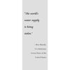 A vertical banner for "Global Thirst" by Schiffer Publishing, Ltd. features Ben Manski's quote, "The world's water supply is being stolen," on a light gray background to highlight global water issues.