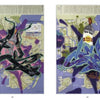 Uptown & Downtown by Schiffer Publishing, Ltd. features two subway maps: the left with bold black and pink graffiti text, and the right with blue graffiti and a spray paint can labeled New York—celebrating classic subway map art.