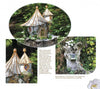 Schiffer Publishing, Ltd.'s Fairy Homes and Gardens features two enchanting fairy houses: one with a shingled roof on a tree stump, the other nestled in a tree trunk with tiny notes by the door—ideal for creating magical displays.