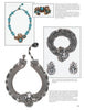 A page showcasing four costume jewelry pieces inspired by Miriam Haskell Jewelry, from Schiffer Publishing, Ltd.: a blue bead necklace with matching ring, plus two ornate silver-toned necklace and earring sets with crystal or bead accents.