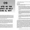 The two-page "Alien Abduction" spread by Schiffer Publishing, Ltd. explores UFOs and their occupants, boldly asking why they might visit, with section titles covering UFO studies and possible alien abductions.