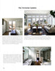 A magazine page for "Today's Historic Interiors" by Schiffer Publishing, Ltd. displays four photos of bright, modern homes with large windows and sleek bathrooms, alongside text on renovating and updating historic houses with contemporary design.