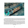 The book "New York Subway Graffiti" by Schiffer Publishing, Ltd. showcases vintage graffiti art on subway trains amid urban tracks and concrete walls, capturing scenes reminiscent of rare photographs of the NYC subway.