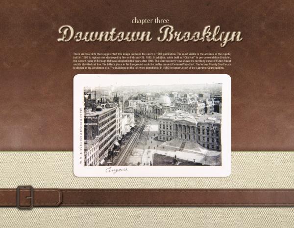 The product "Greetings from Brooklyn" by Schiffer Publishing, Ltd. features a sepia-toned vintage photo of Downtown Brooklyn on a brown and beige textured background, with historical details about Brooklyn neighborhoods and their rich past.