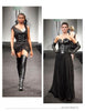 Models highlight cutting-edge style on the runway in "Emerging Fashion Designers 2" from Schiffer Publishing, Ltd.—one wears a black asymmetrical mini dress and thigh-high boots, the other a strapless black corset gown with long gloves.