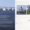 Sailboats on blue water and a bridge appear beside a table of contents for "101 Things to Do in Rhode Island" by Schiffer Publishing, Ltd., featuring photos of a lighthouse, lobster meal, marina, and coastal attractions.