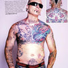 A tattooed man, captured in striking detail, showcases the artistry featured in Justice Howard’s photography book "Revelations" by Schiffer Publishing, Ltd.