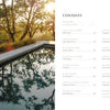 A serene outdoor pool bordered by stone and grasses evokes Northern California gardens, as featured in "Regional Landscape Architecture: Northern California" by Schiffer Publishing, Ltd.; a table nearby lists garden locations and page numbers.