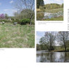 A grassy meadow with scattered trees beneath a blue sky, with inset images of a pond, illustrate Patuxent Research Refuge in Prince George’s County, Maryland, as featured in "Maryland's Public Gardens & Parks" by Schiffer Publishing, Ltd.
