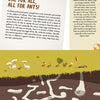 An illustrated infographic from "The Forest" by Schiffer Publishing, Ltd. shows ant colonies interacting with underground fungi, labeled by roles, with white fungal structures and text explaining their cooperation with woodland animals.