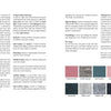 An open spread of "Little Delights in Leather" by Schiffer Publishing, Ltd. showcases colorful leather swatches on the left and sample types on the bottom right, with text on both pages guiding beginners through leather crafting projects.