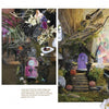 The Fairy Homes and Gardens set by Schiffer Publishing, Ltd. features two fairy houses with purple doors, decorated with dried flowers, moss, twigs, pumpkins, shells, and a fairy figurine, perfect for creating an enchanted, nature-inspired display.