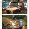 A pool table sits at the center of the room, adding a sophisticated touch inspired by Showhouses 1 from Schiffer Publishing, Ltd.