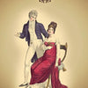A vintage image from The Art of Kipper Reading by Schiffer Publishing, Ltd. shows a man in a blue tailcoat and woman in red, seated together on the “Marriage” card (No. 3), used for German divination and spreads, with ornate borders.