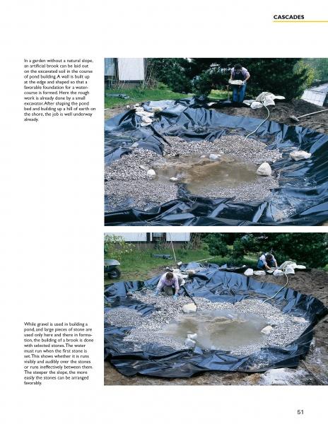 A man digs in a pond, preparing the area for beautiful water features inspired by "Water Gardens and Natural Pools" from Schiffer Publishing, Ltd., to enhance the landscape design.