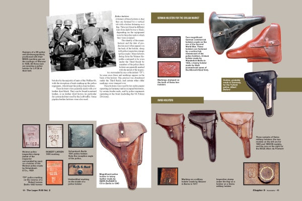 The Luger P.08, Vol. 2 by Schiffer Publishing, Ltd. features a range of leather holsters, including those for the P.08 Luger and other Pistole Parabellum models used by the German army.