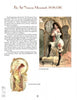 A page from Art Nouveau & Art Deco Fashion Postcards by Schiffer Publishing, Ltd. showcases info on the Art Nouveau Movement, a Victorian lady fashion illustration, and an Art Nouveau artwork with a lady and decorative motifs.