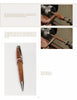 A step-by-step guide from Schiffer Publishing, Ltd. on Turning Modified Slimline Pens, featuring three images—two of woodturning and one of the finished pen kit—with clear instructions and descriptions.